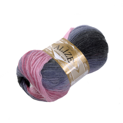 Пряжа Ангора голд батик (Angora Gold Batik), 100 г/ 550 м, 1602 фиол.+роз.+бел. в интернет-магазине Швейпрофи.рф