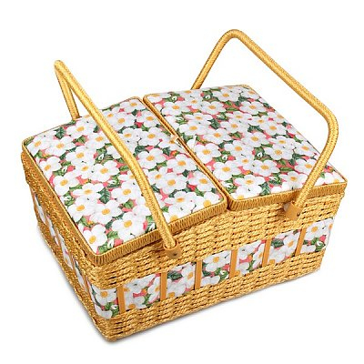 Шкатулка RT-3656 «Белые ромашки» прямоугол. с двумя ручками 36*26*18 см в интернет-магазине Швейпрофи.рф