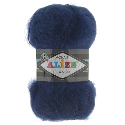 Пряжа Мохер Ализе (Mohair Classic), 100 г / 200 м, 395 т.-синий в интернет-магазине Швейпрофи.рф