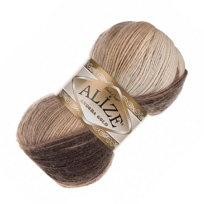 Пряжа Ангора голд батик (Angora Gold Batik), 100 г/ 550 м, 6779 коричн+беж+молочный в интернет-магазине Швейпрофи.рф