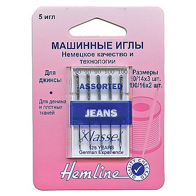 Иглы быт. маш. «Хемлайн» № 90, 100 джинс 103.90 (6130) в интернет-магазине Швейпрофи.рф