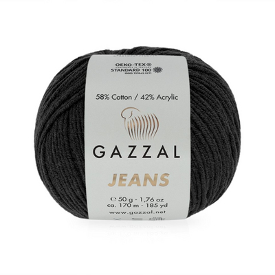 Пряжа Джинс-GZ (Gazzal, Jeans-GZ), 50 г / 170 м, 1111 черный в интернет-магазине Швейпрофи.рф