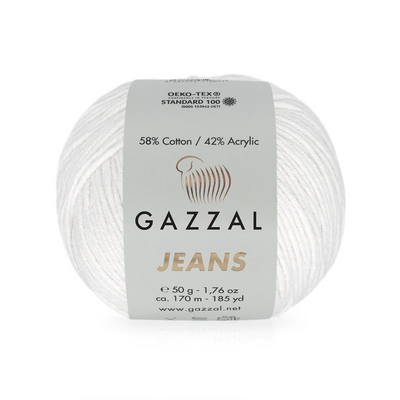 Пряжа Джинс-GZ (Gazzal, Jeans-GZ), 50 г / 170 м, 1119 белоснежный в интернет-магазине Швейпрофи.рф