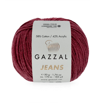 Пряжа Джинс-GZ (Gazzal, Jeans-GZ), 50 г / 170 м, 1139 бордо в интернет-магазине Швейпрофи.рф
