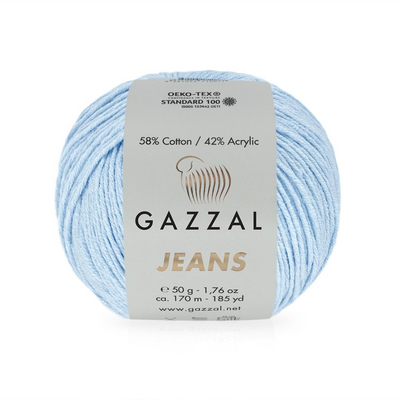 Пряжа Джинс-GZ (Gazzal, Jeans-GZ), 50 г / 170 м, 1109 голубой в интернет-магазине Швейпрофи.рф