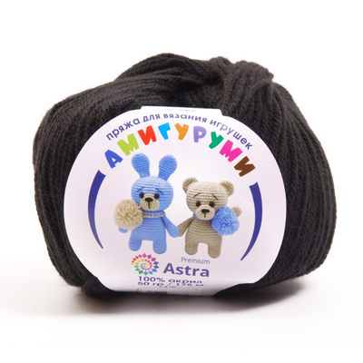 Пряжа Амигуруми (Astra), 50 г / 175 м, 003 чёрный в интернет-магазине Швейпрофи.рф