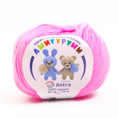 Пряжа Амигуруми (Astra), 50 г / 175 м, 054 суперрозовый в интернет-магазине Швейпрофи.рф