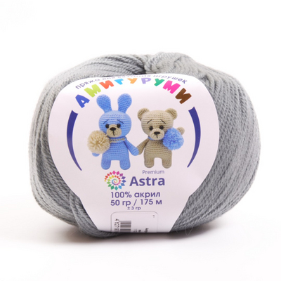 Пряжа Амигуруми (Astra), 50 г / 175 м, 169 серый в интернет-магазине Швейпрофи.рф