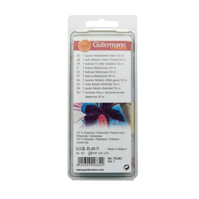Нитки п/э Гутерман GUTERMAN с металлическим эффектом 50 м набор 7 кат. 731161 (7728298) в интернет-магазине Швейпрофи.рф
