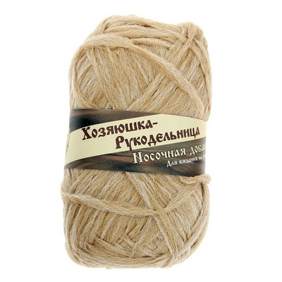 Пряжа Хозяюшка-рукодельница Носочная добавка, 50 г / 200 м, №19 солома в интернет-магазине Швейпрофи.рф