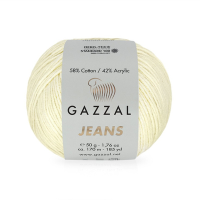 Пряжа Джинс-GZ (Gazzal, Jeans-GZ), 50 г / 170 м, 1120 сливочный в интернет-магазине Швейпрофи.рф