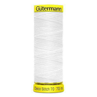 Нитки п/э Гутерман GUTERMAN DECO STITCH №70  70 м для декоративных швов 702160 800 белый в интернет-магазине Швейпрофи.рф