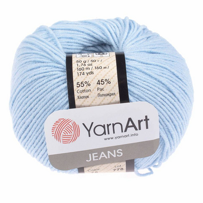 Пряжа Джинс (YarnArt Jeans), 50 г / 160 м, 75 голубой в интернет-магазине Швейпрофи.рф