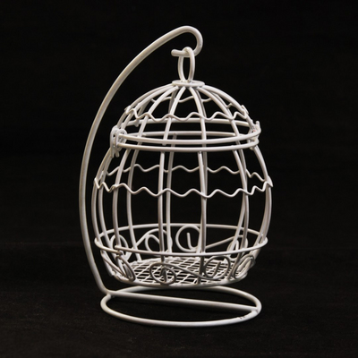 Декор Y-5580 Металл КЛ23959 клетка садовая на подставке 5,5*8 см белый в интернет-магазине Швейпрофи.рф