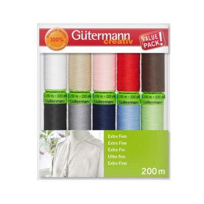 Нитки п/э Гутерман GUTERMAN Extra Fine №150 200 м набор 10 кат. 731150 (7733171) в интернет-магазине Швейпрофи.рф