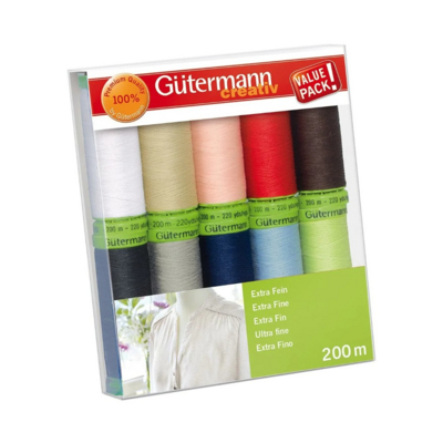 Нитки п/э Гутерман GUTERMAN Extra Fine №150 200 м набор 10 кат. 731150 (7733171) в интернет-магазине Швейпрофи.рф