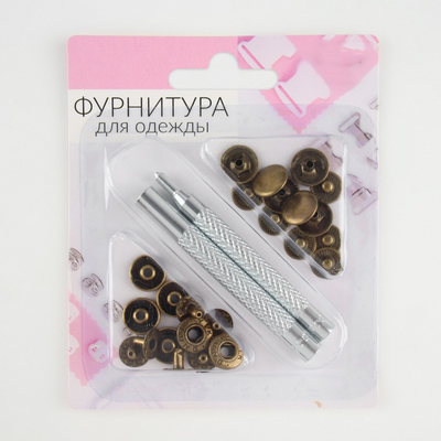 Кнопки S 5307372 альфа 13 мм c установщиком (уп. 6 шт.) антик в интернет-магазине Швейпрофи.рф